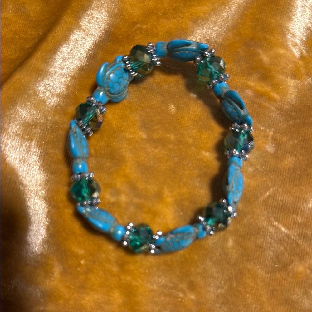 Turquoise and Green Beaded Bracelet